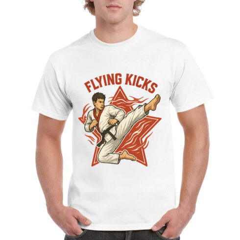 Flying Kicks Karate T-Shirt Design - Martial Arts Taekwondo Vector Art cover image.