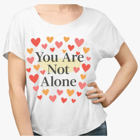You Are Not Alone - Hearts Mental Health Support T-Shirt Design cover image.