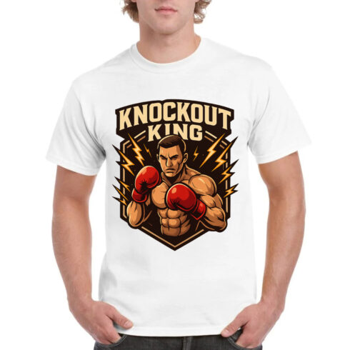 Knockout King Boxing Fighter T-Shirt Design Vector cover image.