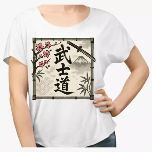 Bushido Japanese Samurai T-Shirt Design - Traditional Martial Arts Kanji Graphic Tee cover image.