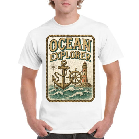 Ocean Explorer Vintage Nautical T-Shirt Design - Maritime Adventure Graphic Tee cover image.