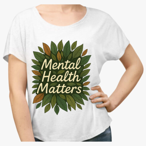 Mental Health Matters Leaf Wreath T-Shirt Design cover image.