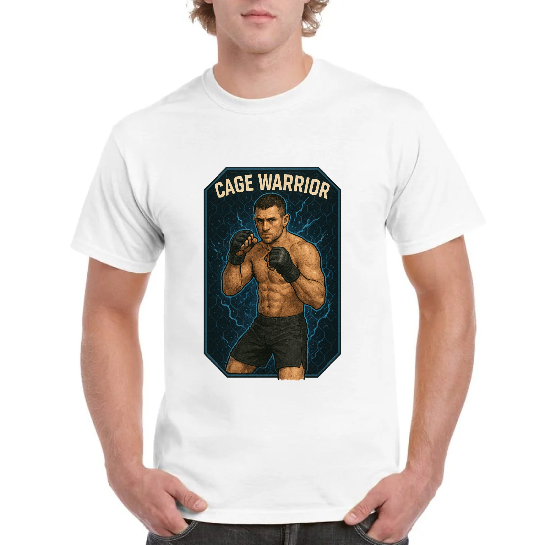 Cage Warrior MMA T-Shirt Design - Mixed Martial Arts Fighter Vector Art cover image.