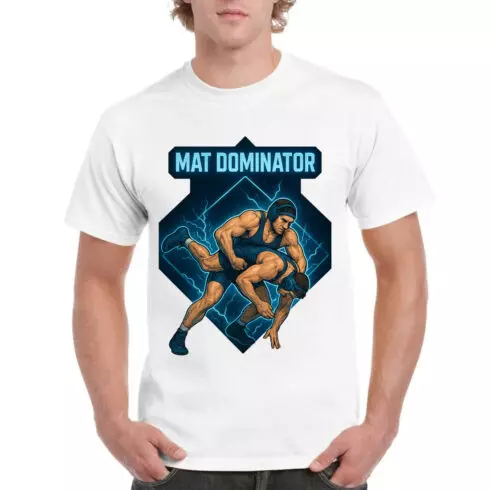 Mat Dominator Wrestling T-Shirt Design - Grappling Sports Combat Fighter Graphic Vector Art cover image.