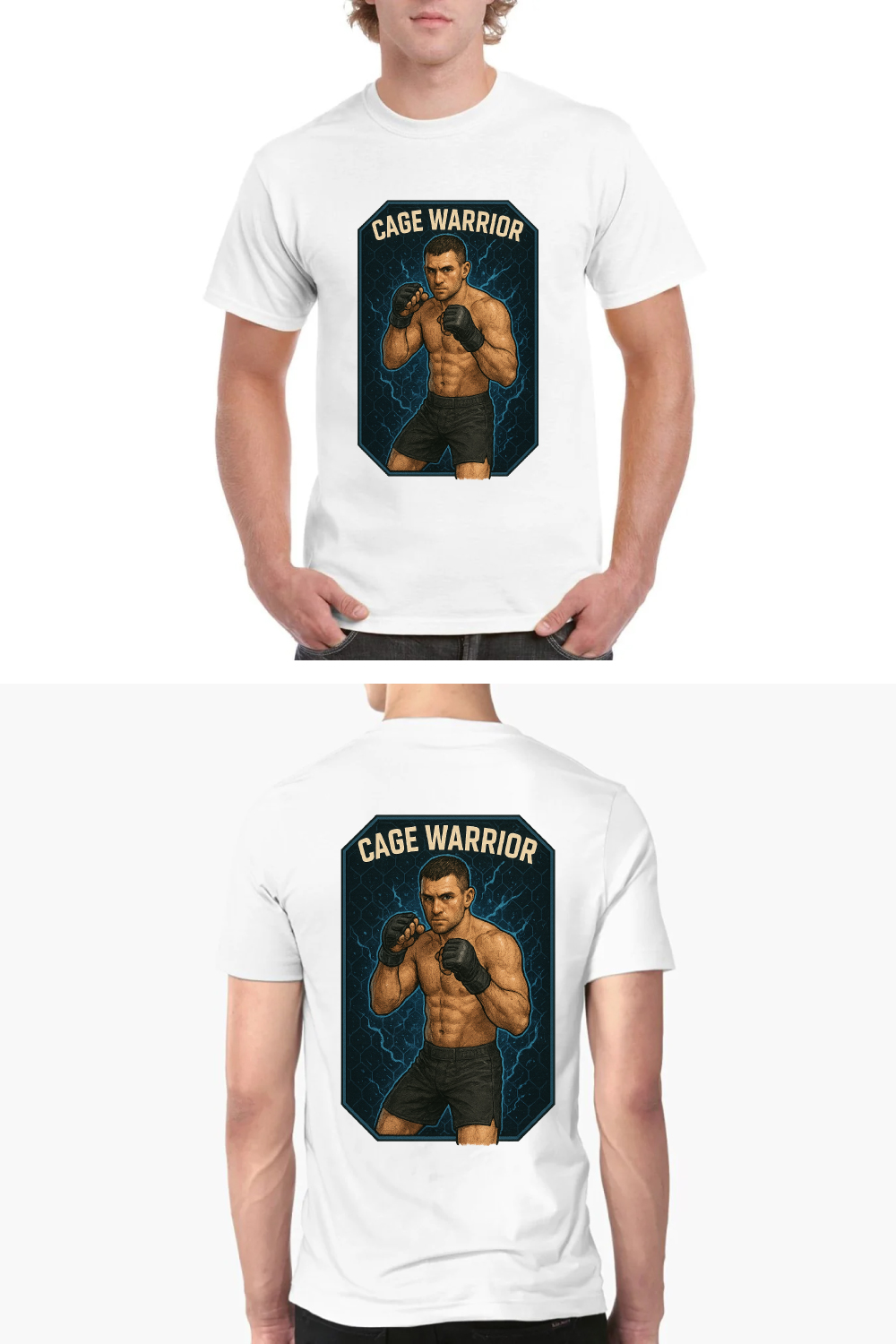 Cage Warrior MMA T-Shirt Design - Mixed Martial Arts Fighter Vector Art pinterest preview image.
