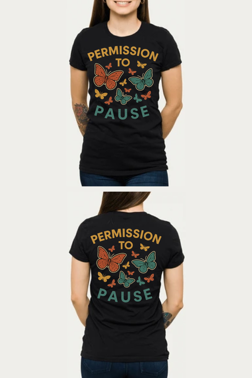 Permission to Pause – Mindful Break T-Shirt Design pinterest preview image.