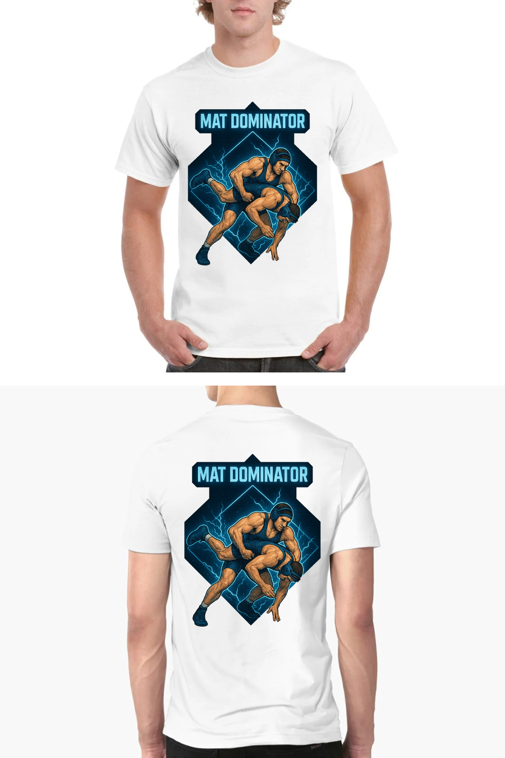 Mat Dominator Wrestling T-Shirt Design - Grappling Sports Combat Fighter Graphic Vector Art pinterest preview image.