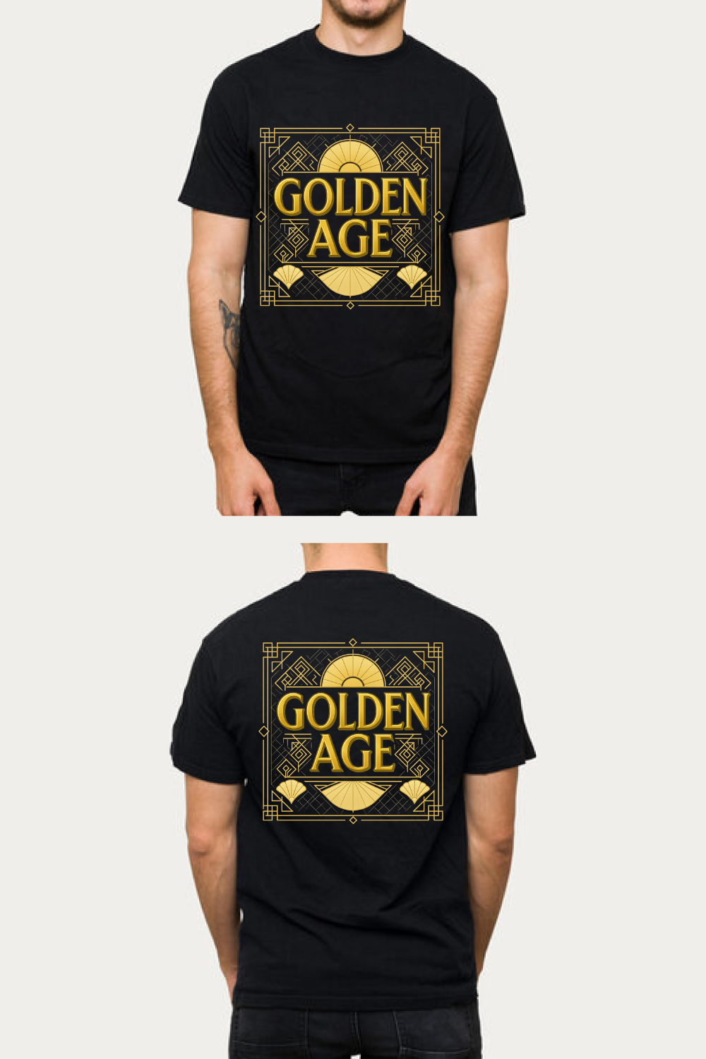 Golden Age Art Deco T-Shirt Design - Vintage 1920s Geometric Graphic Tee pinterest preview image.