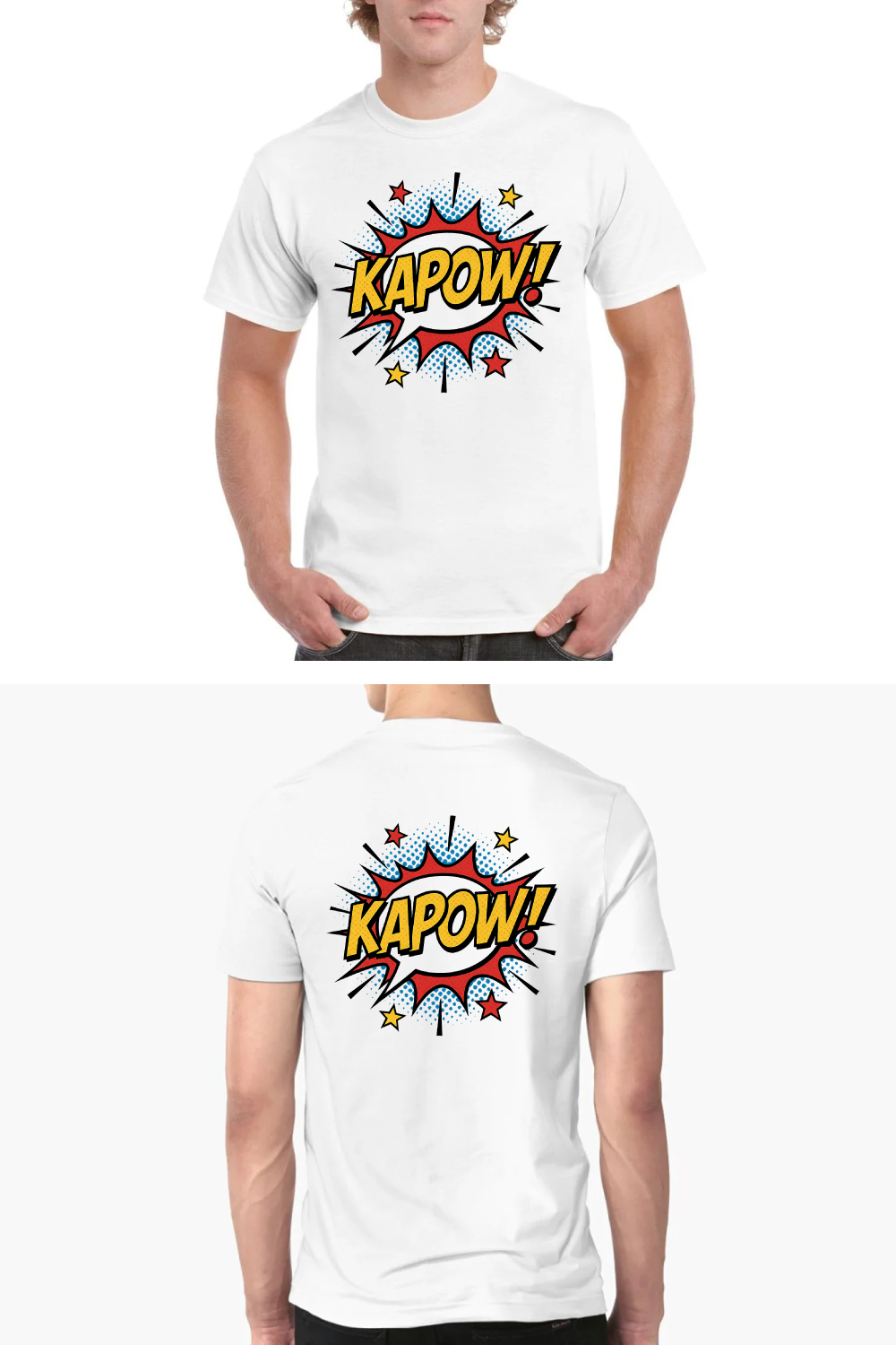 KAPOW Comic Book Pop Art T-Shirt Design - Retro Superhero Graphic Tee pinterest preview image.