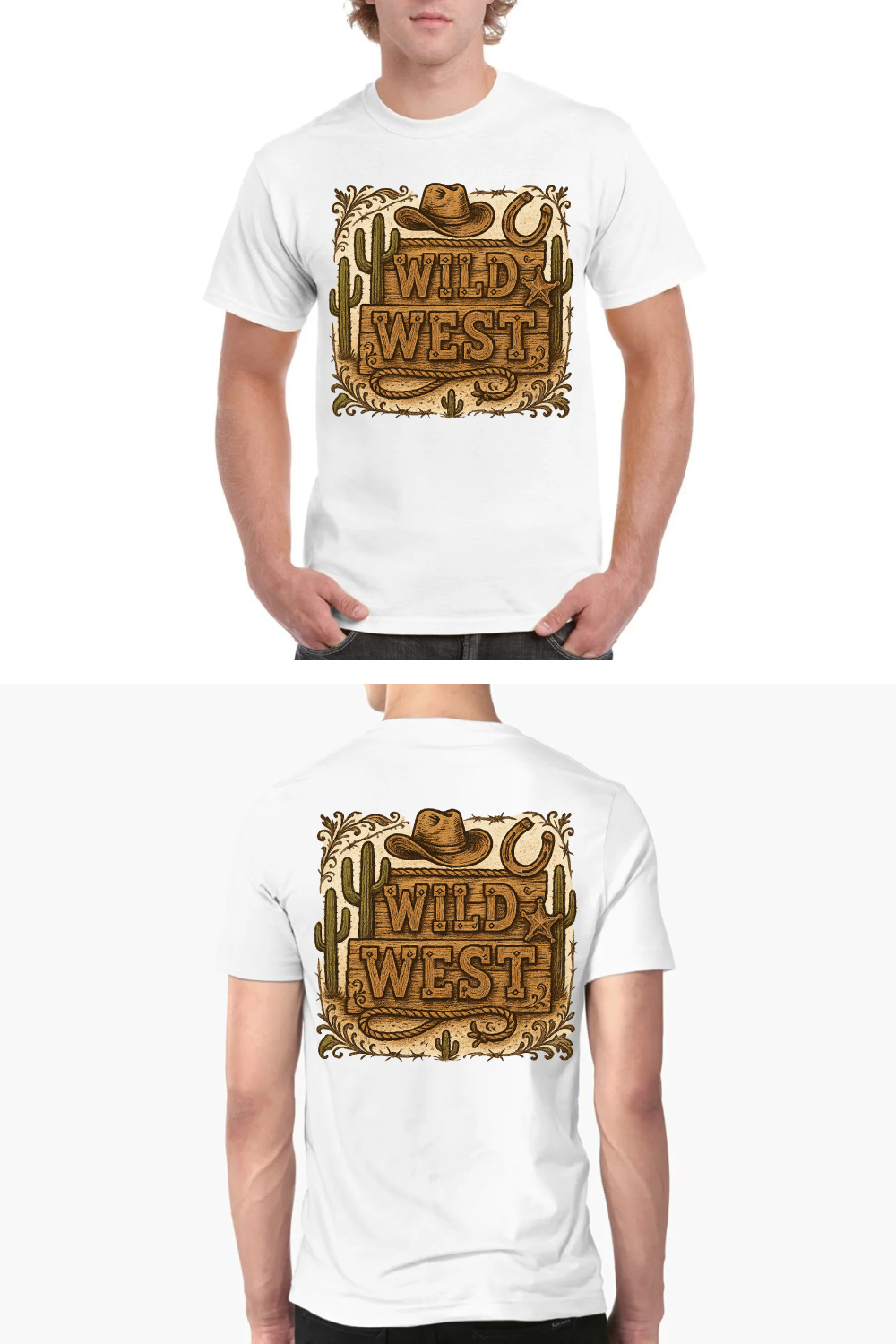Wild West Cowboy T-Shirt Design - Vintage Western Ranch Graphic Tee pinterest preview image.