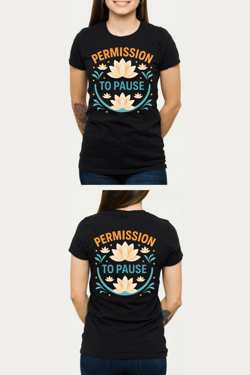 Permission To Pause Lotus Flower T-Shirt Design pinterest preview image.