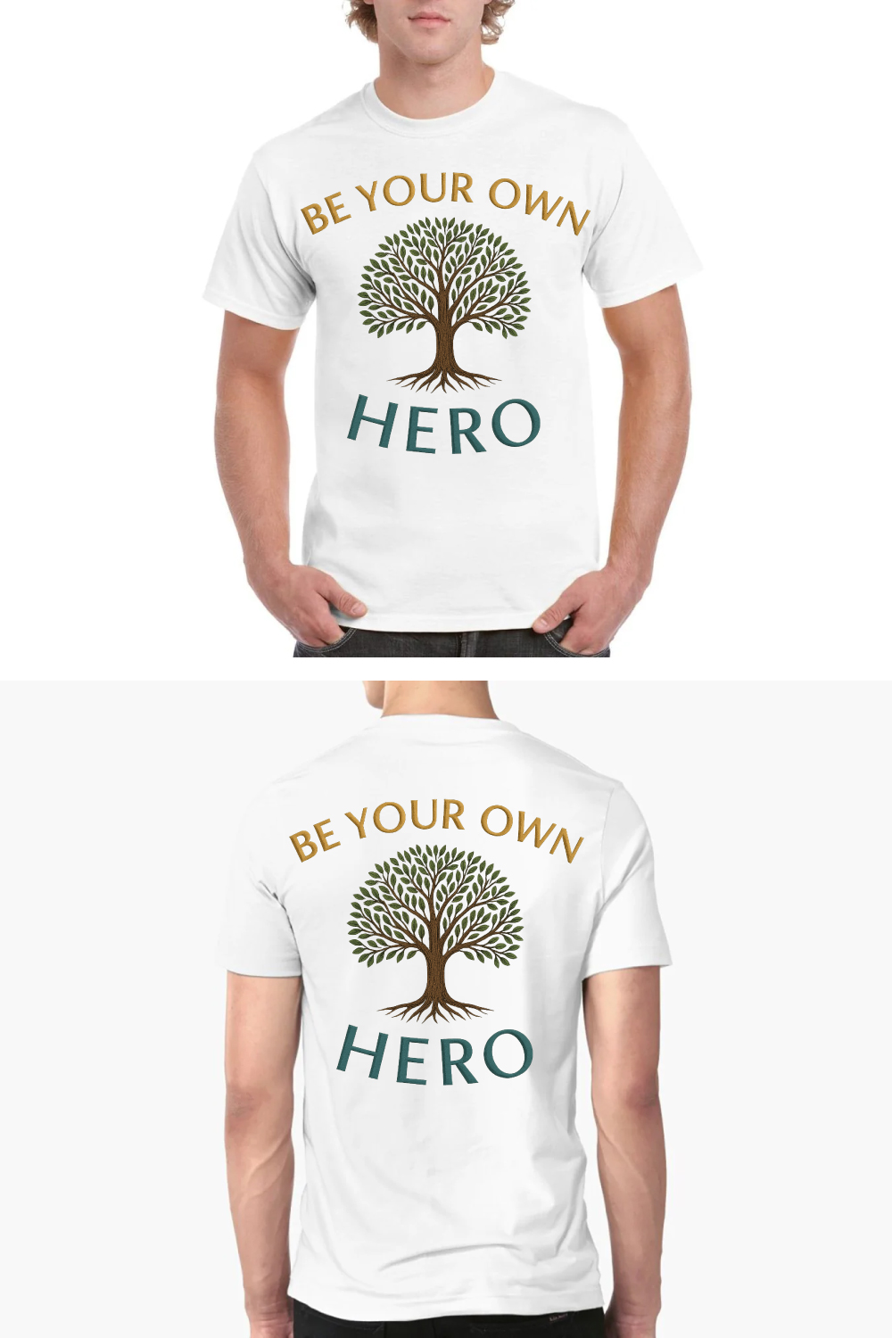 Be Your Own Hero - Inspirational Tree of Life T-Shirt pinterest preview image.