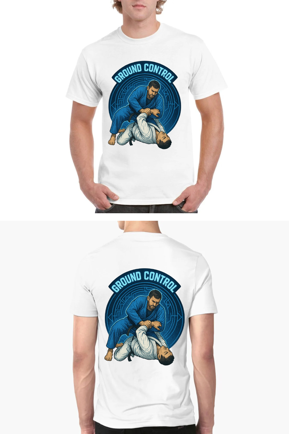 Ground Control BJJ T-Shirt Design - Brazilian Jiu Jitsu Grappling Vector Art pinterest preview image.