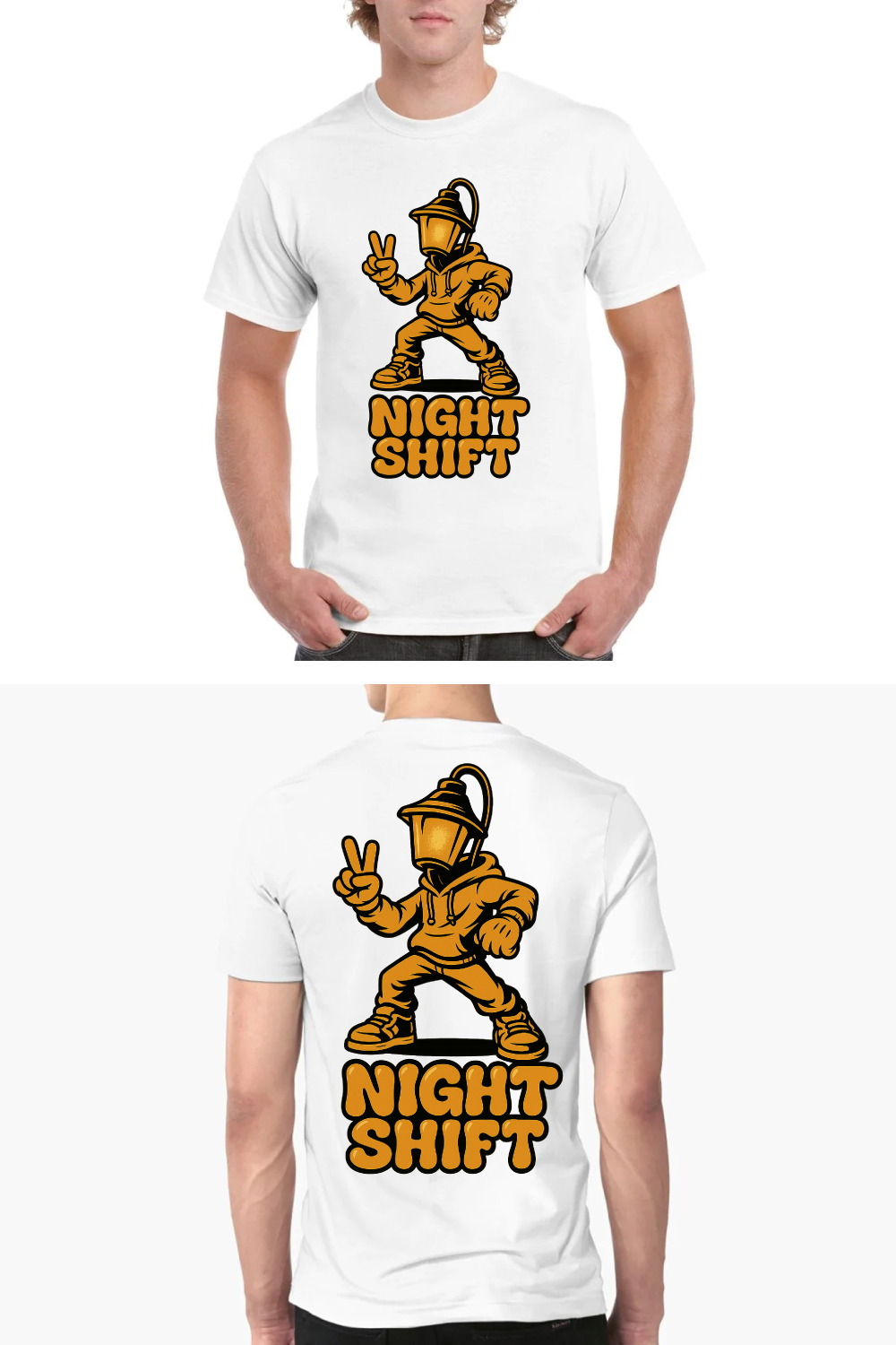 Night Shift Worker T-Shirt Design - Vintage Gas Mask Character Vector Graphic pinterest preview image.