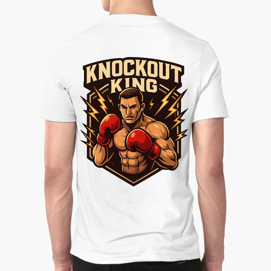 Knockout King Boxing Fighter T-Shirt Design Vector preview image.
