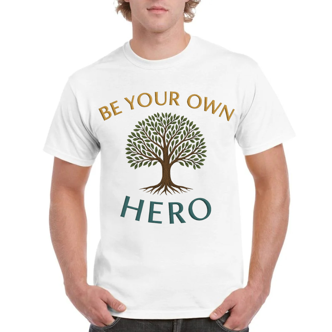 Be Your Own Hero - Inspirational Tree of Life T-Shirt cover image.