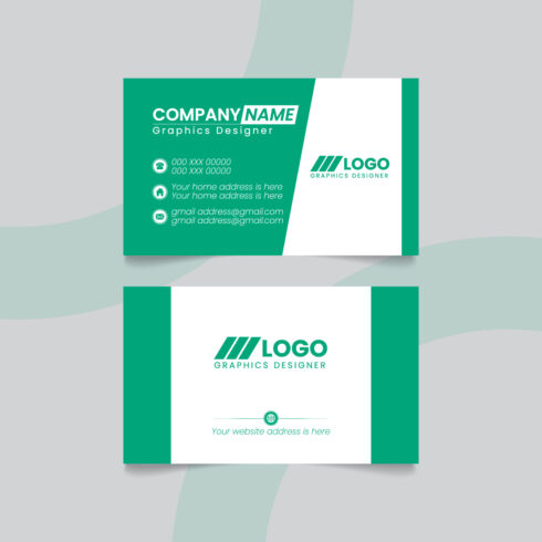 Modern Green Business Card Template for Graphic Designers cover image.