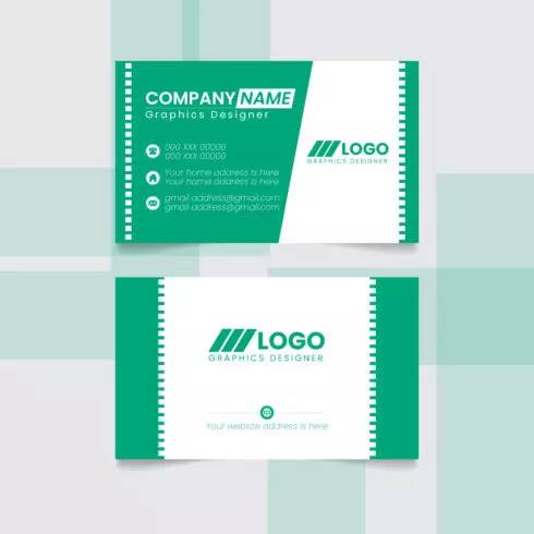 Modern Minimalist Green and White Business Card Template for Graphic Designers cover image.