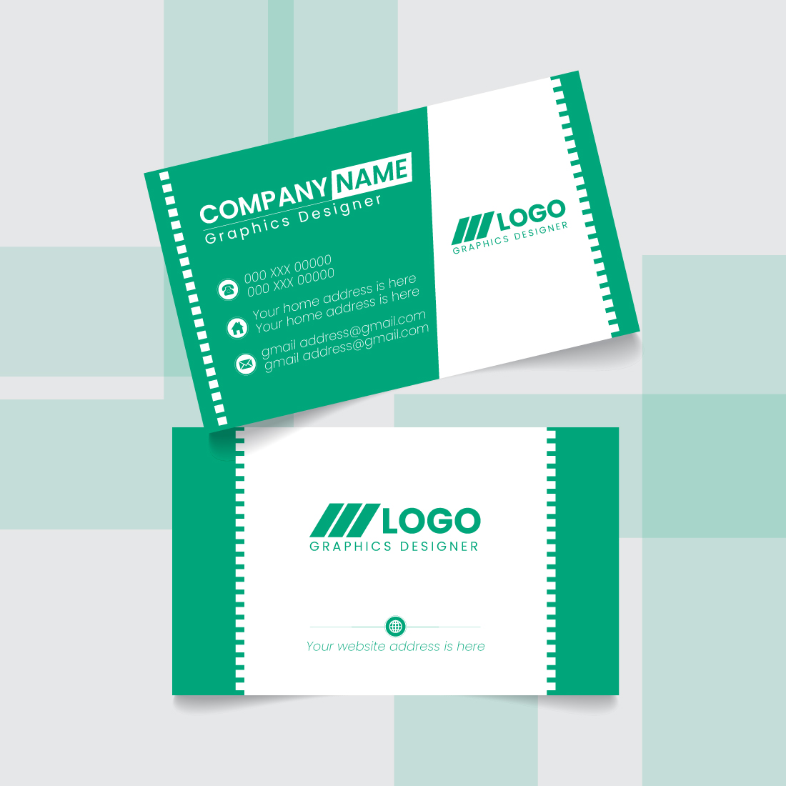 modern minimalist green and white business card template for graphic designers 3 123