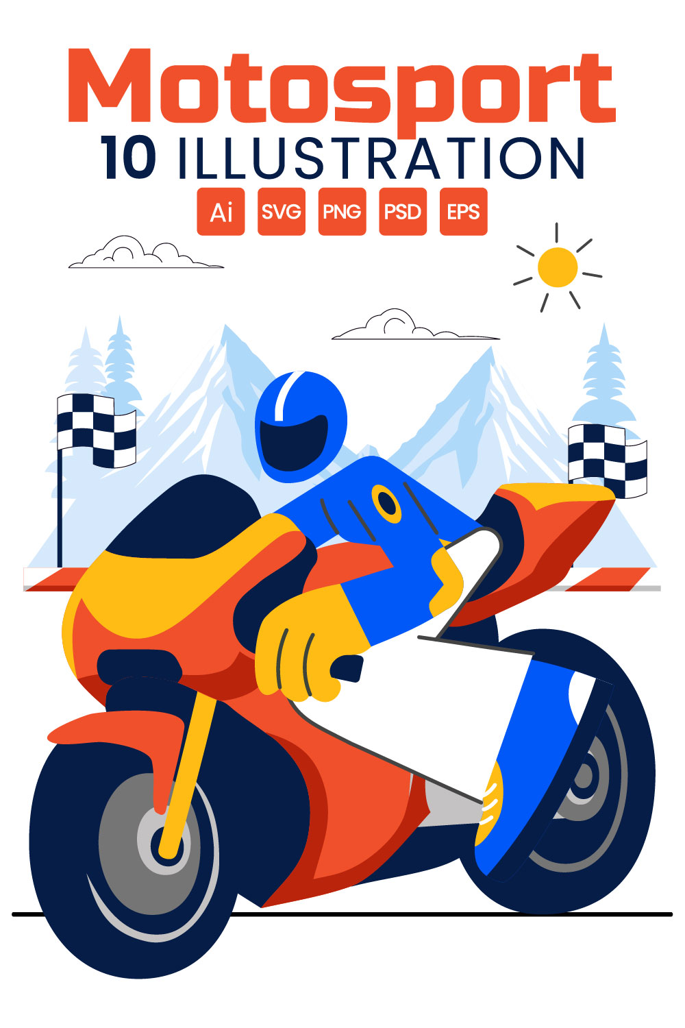 10 Motorcycle Racing Illustration pinterest preview image.