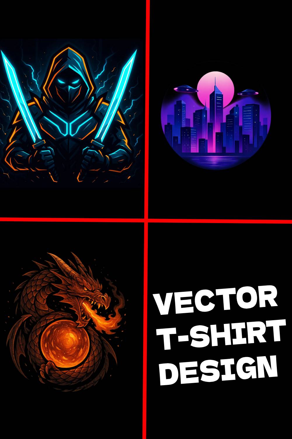 3 Vector T-shirt Design pinterest preview image.