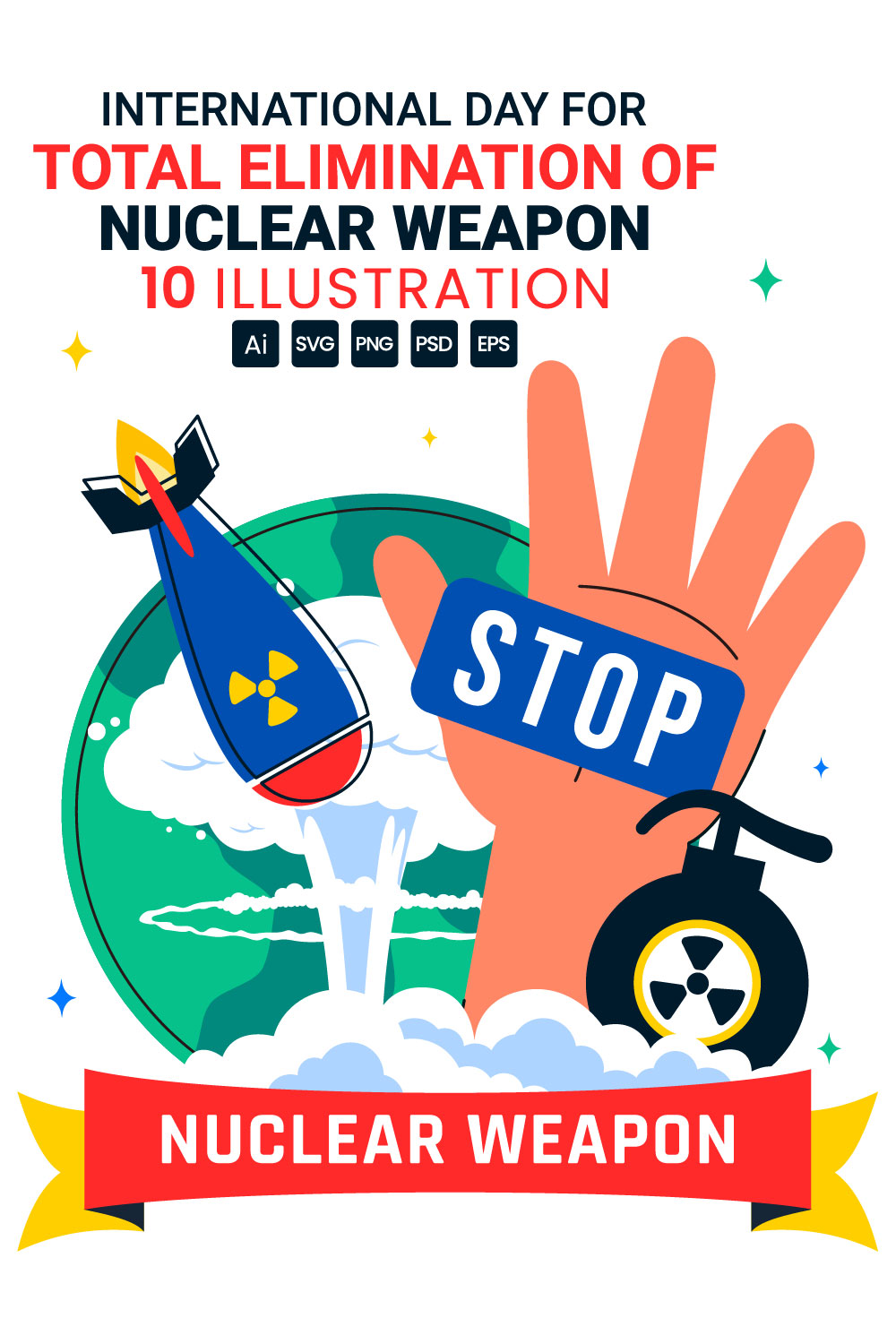 10 Total Elimination of Nuclear Weapon Illustration pinterest preview image.