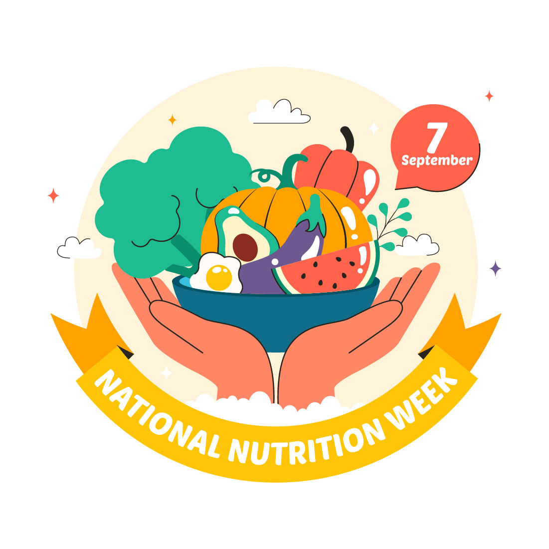 10 National Nutrition Week Day Illustration cover image.