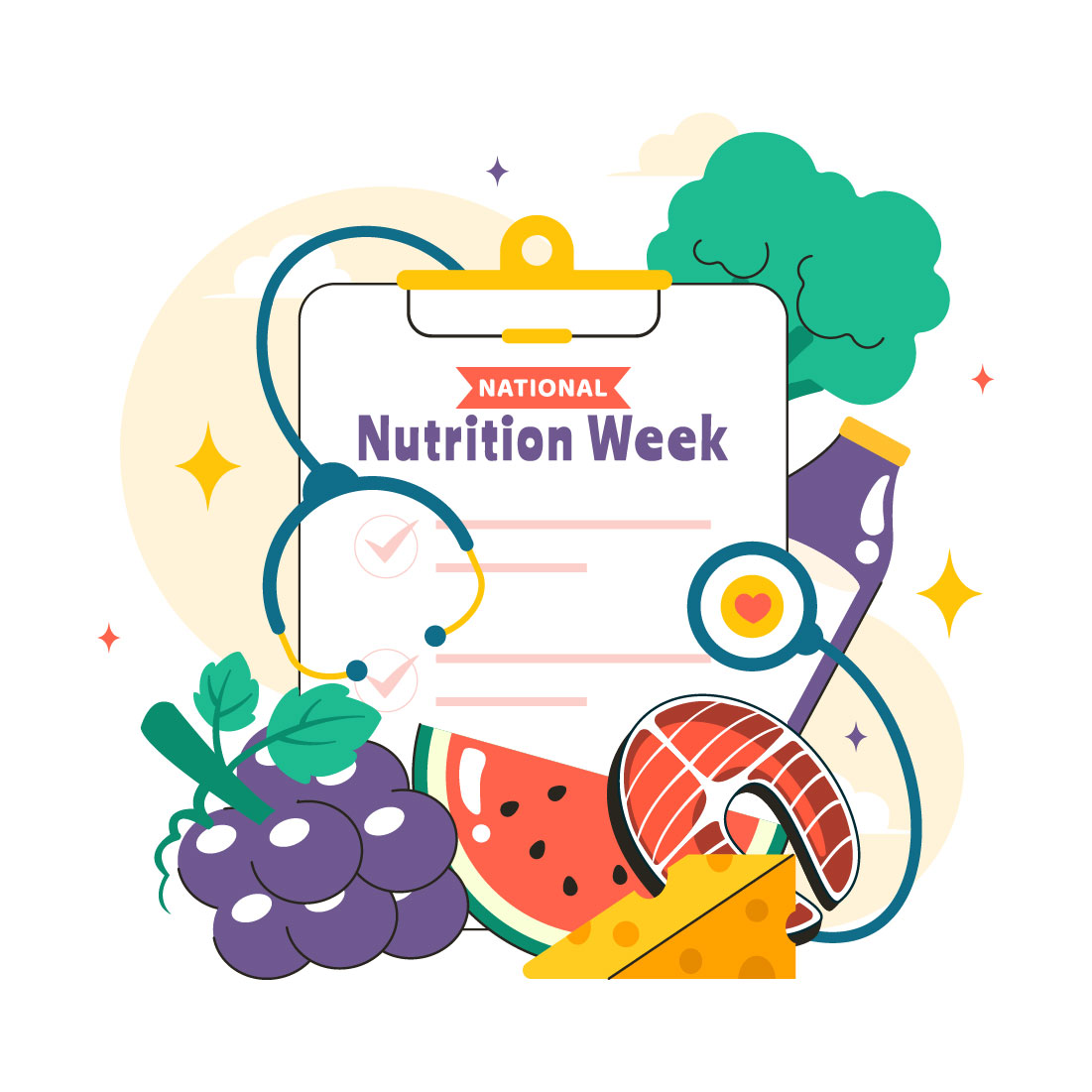 10 National Nutrition Week Day Illustration preview image.