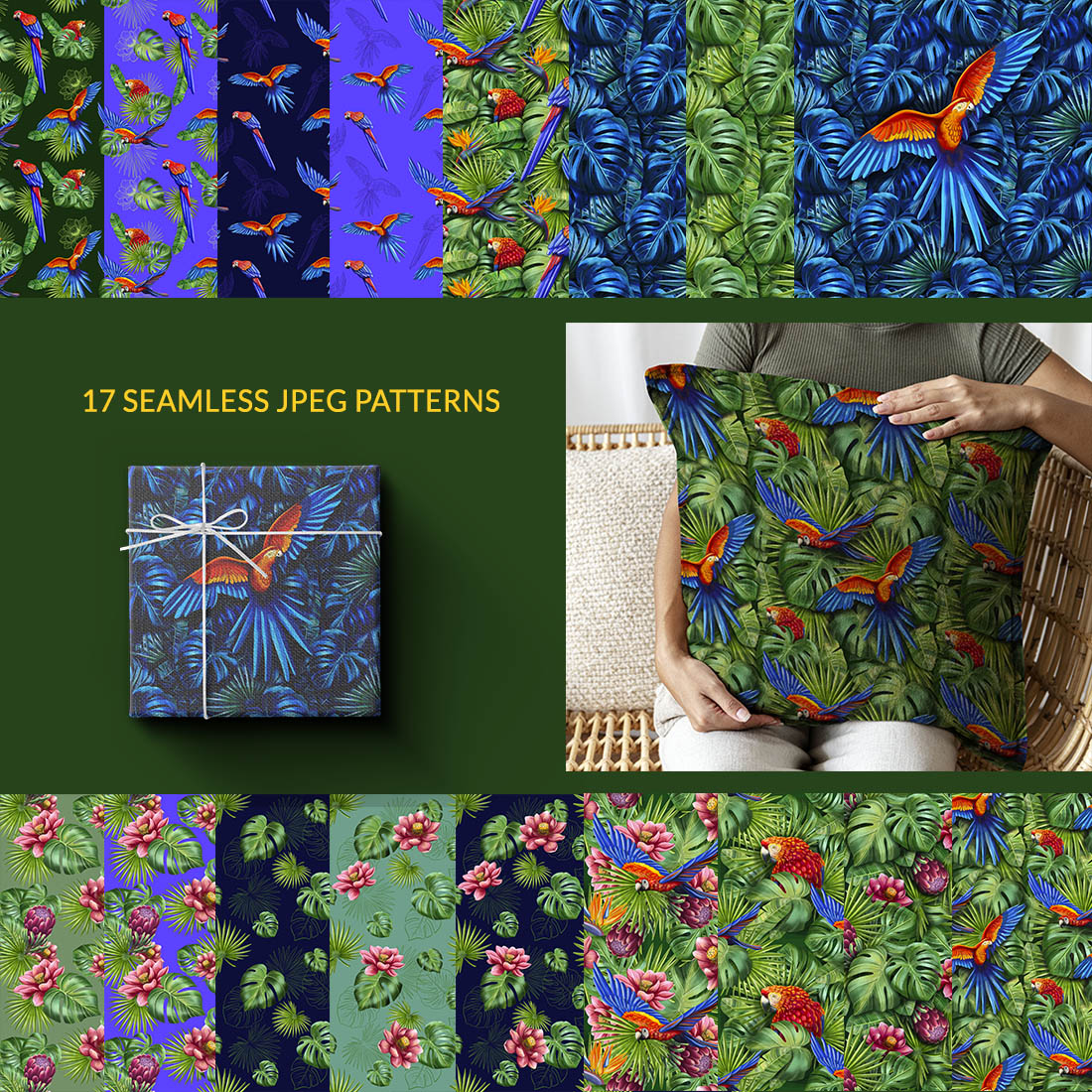Tropical Vibes – Watercolor Floral & Leaf Clipart Bundle preview image.