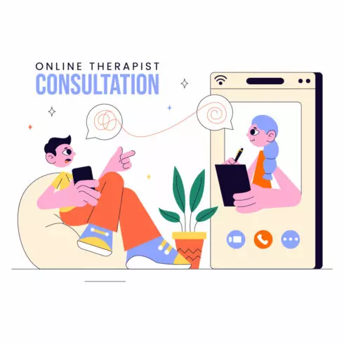 10 Online Therapist Consultation Illustration cover image.