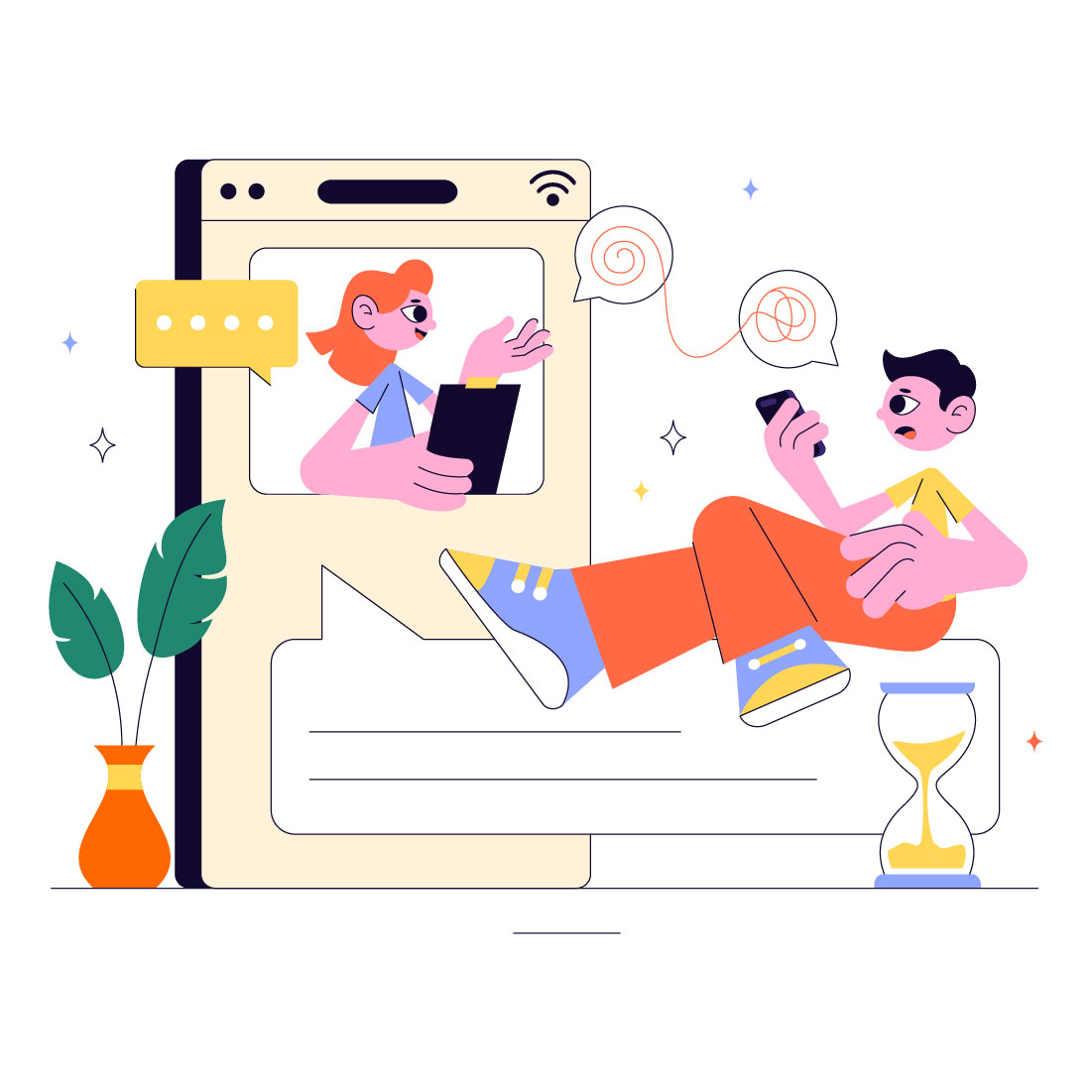 10 Online Therapist Consultation Illustration preview image.