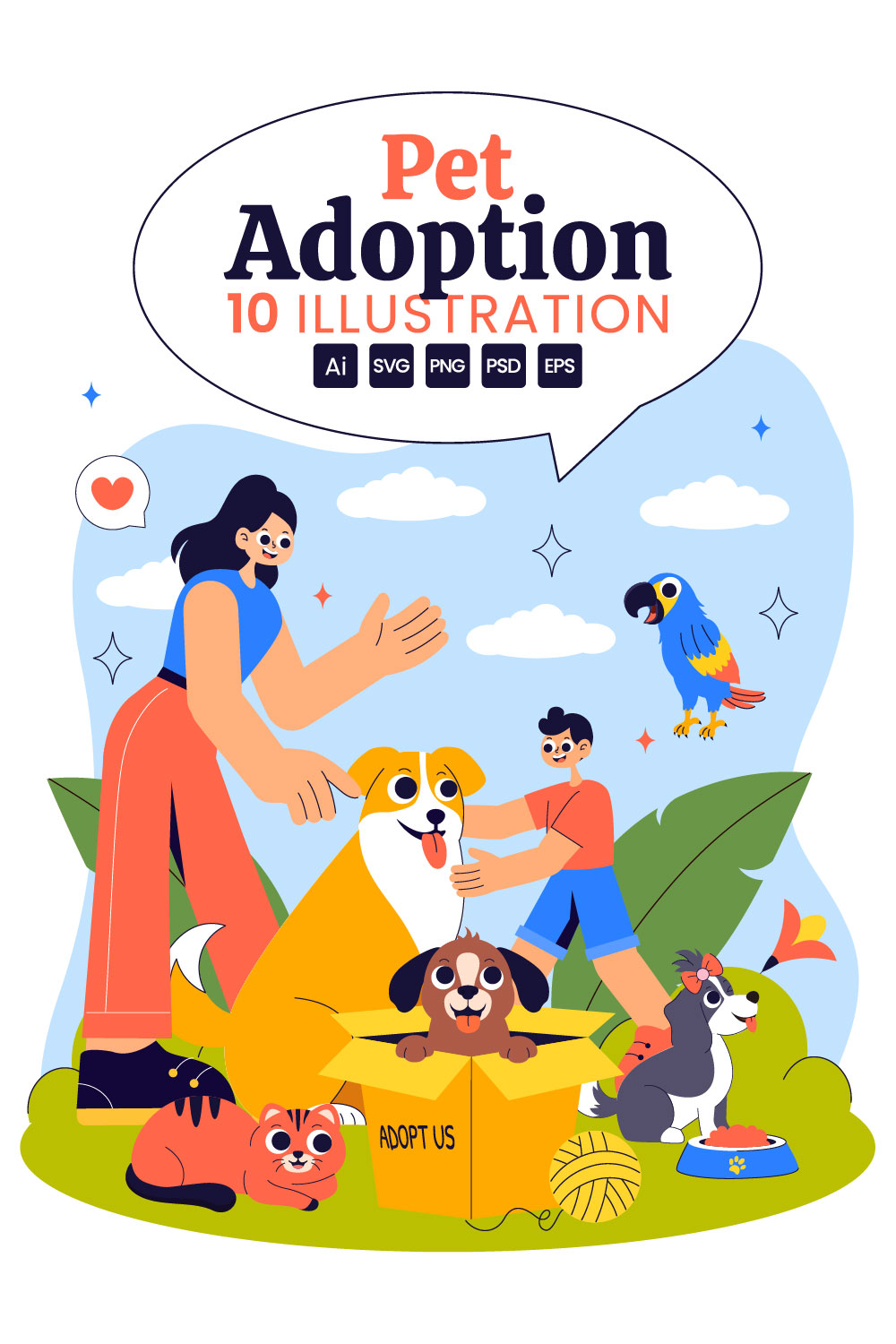 10 Pet Adoption Agency Illustration pinterest preview image.