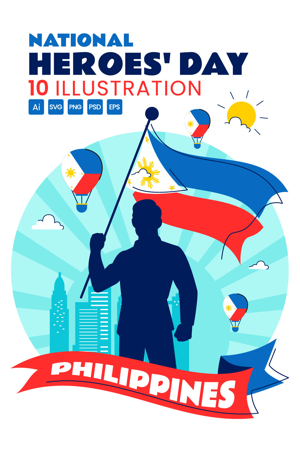 10 Philippines Heroes Day Illustration pinterest preview image.