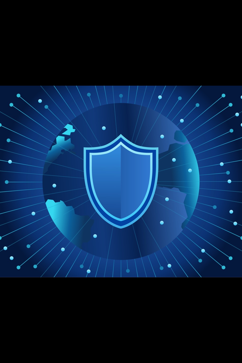 Global Cybersecurity Shield Vector pinterest preview image.