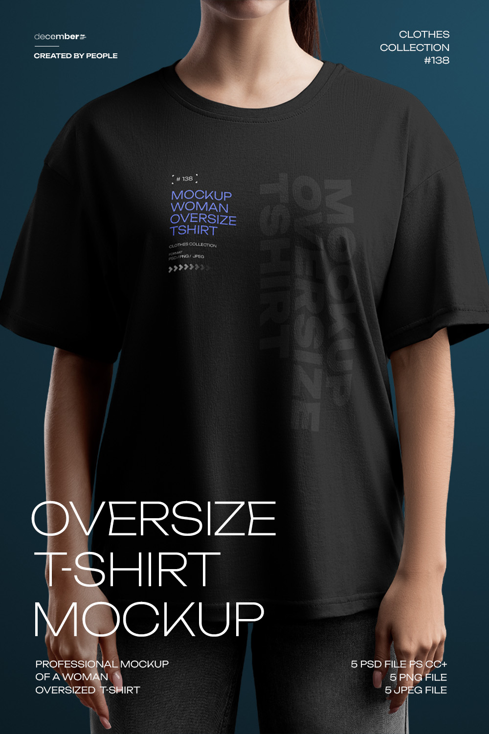5 Mockups Woman Oversize T-Shirt pinterest preview image.