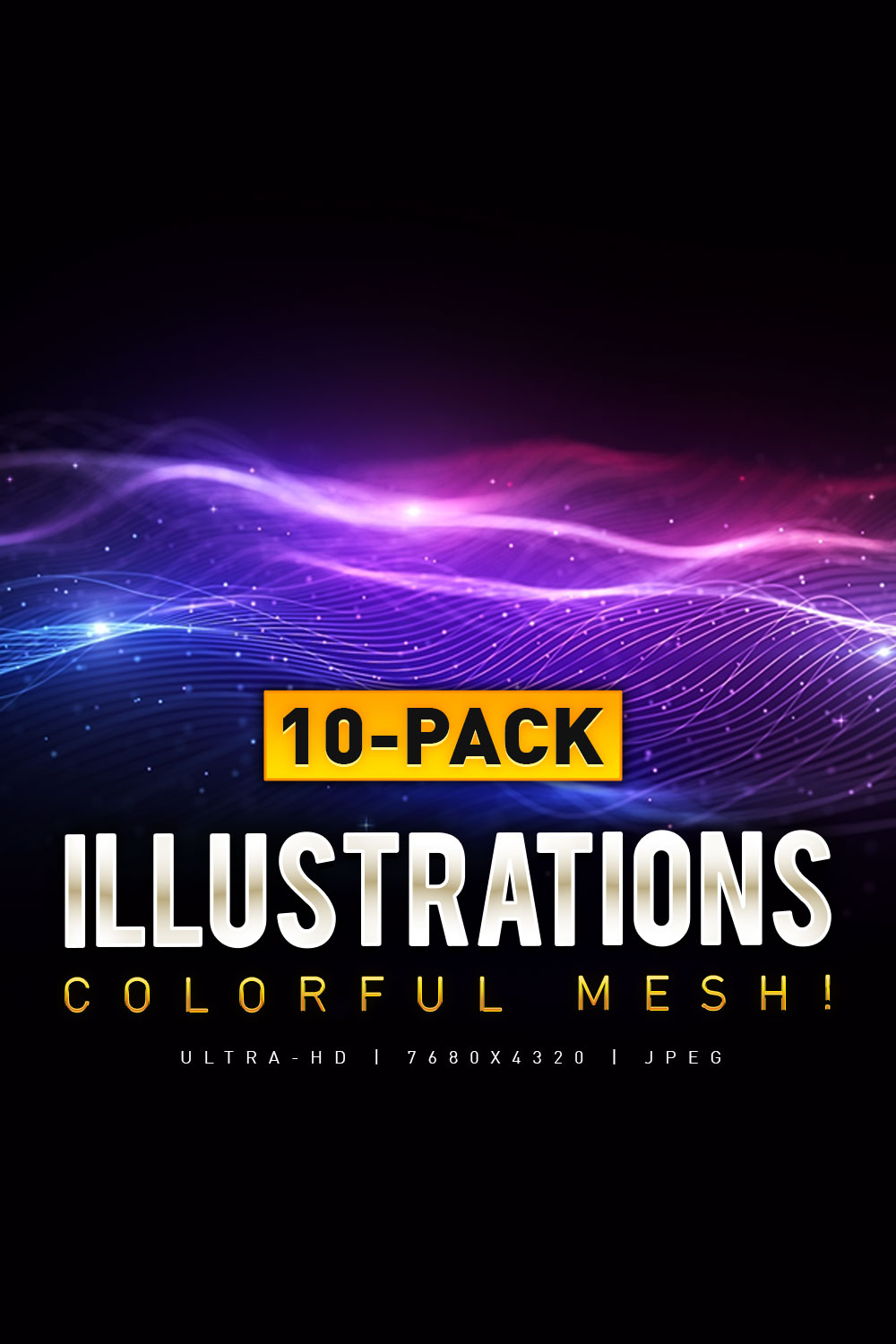 10-Pack Illustrations: Radiant Tech Mesh Backgrounds pinterest preview image.