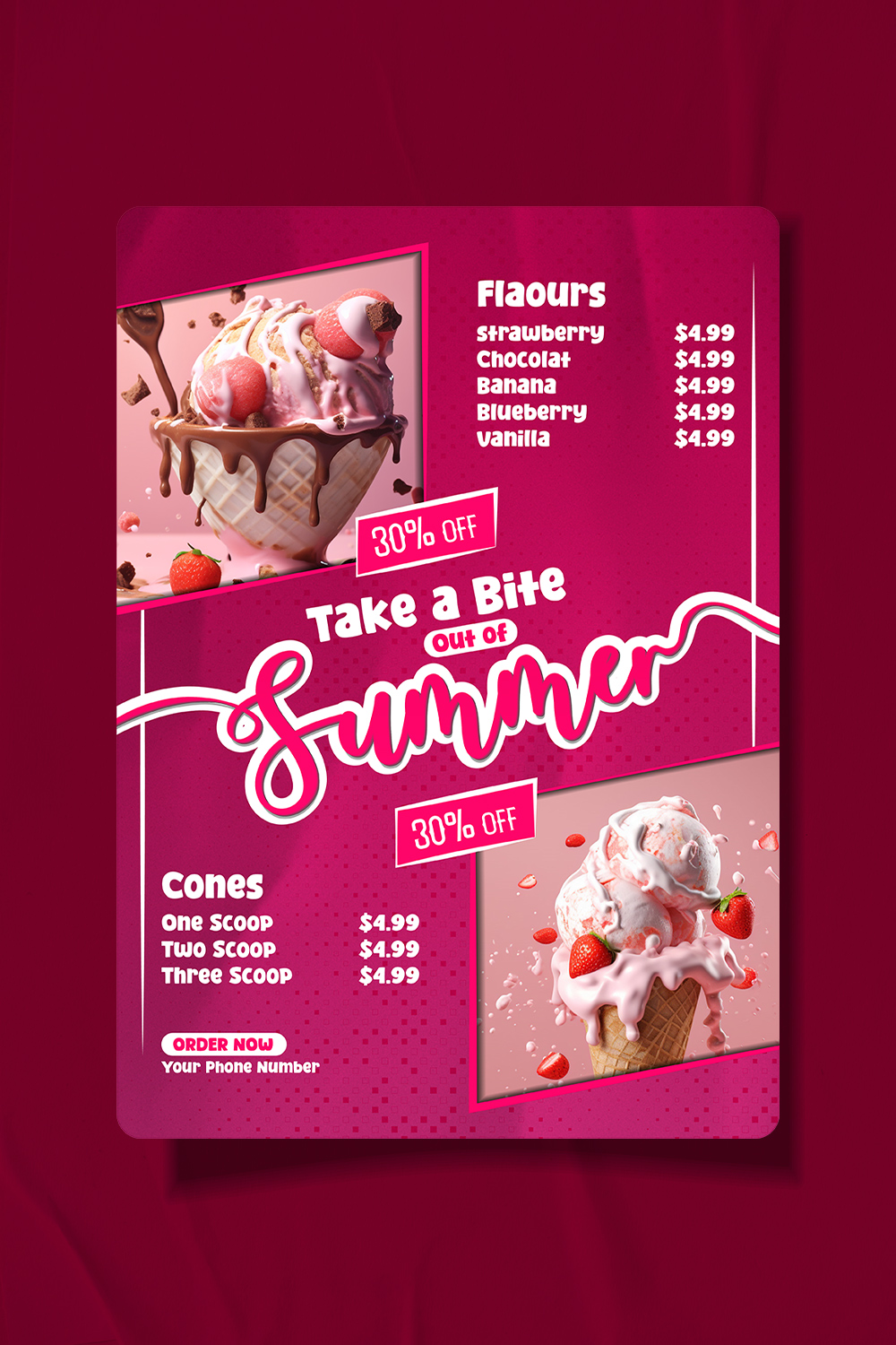 Creative ice cream poster design template pinterest preview image.