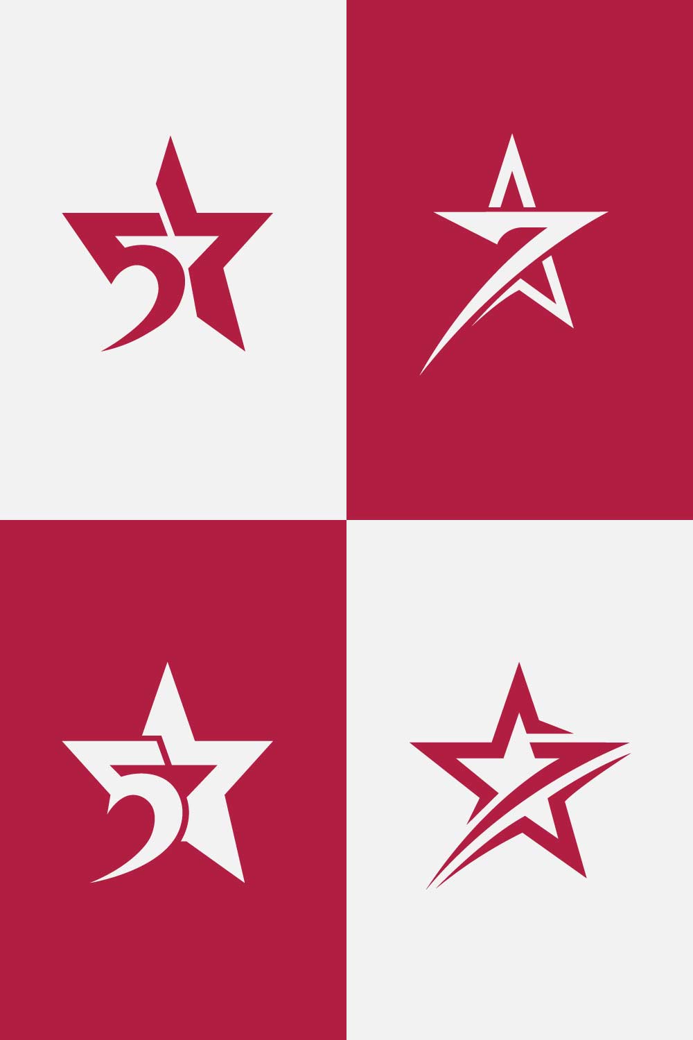 5Star and 7Star Logo Set Modern Star Number Badge Design pinterest preview image.