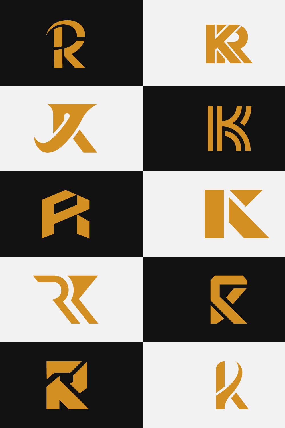 KR or RK Initial Logo Set Royal Typography Alphabet Design Collection pinterest preview image.