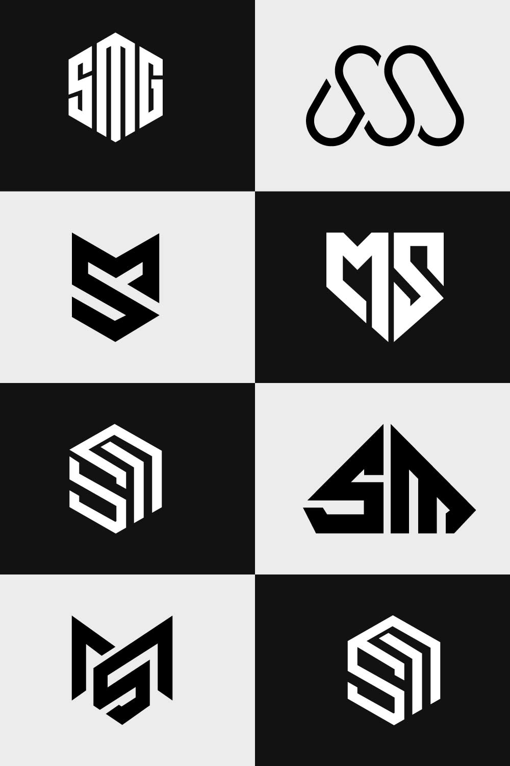 Letter Sm or Ms unique typography trendy logo set pinterest preview image.