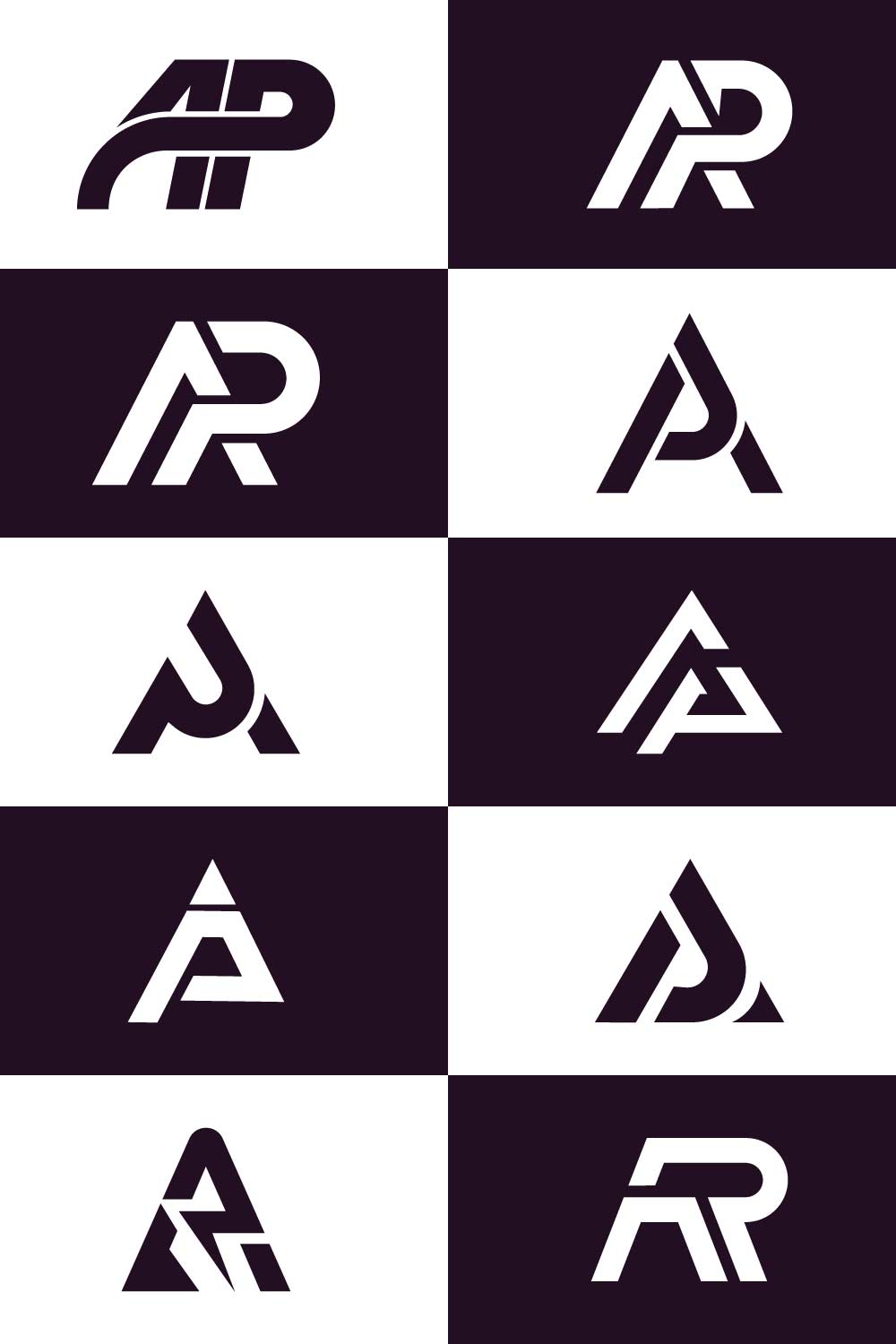 AP Letter Logo Design Set Modern Minimal 10 Logo Bundle pinterest preview image.
