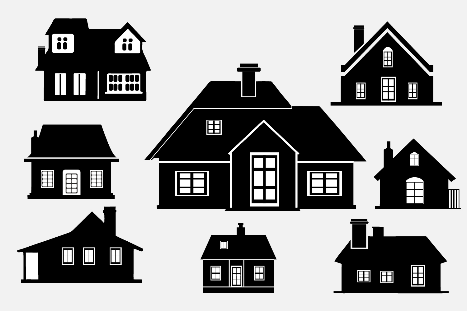 Hand Drawn House Silhouette Icons Set pinterest preview image.