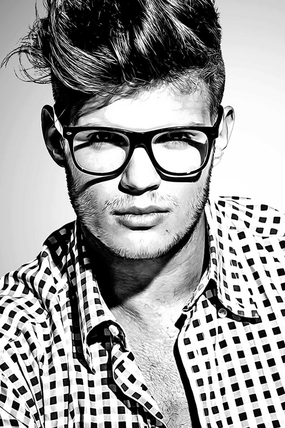 Exclusive B & W Portrait Photoshop Action pinterest preview image.