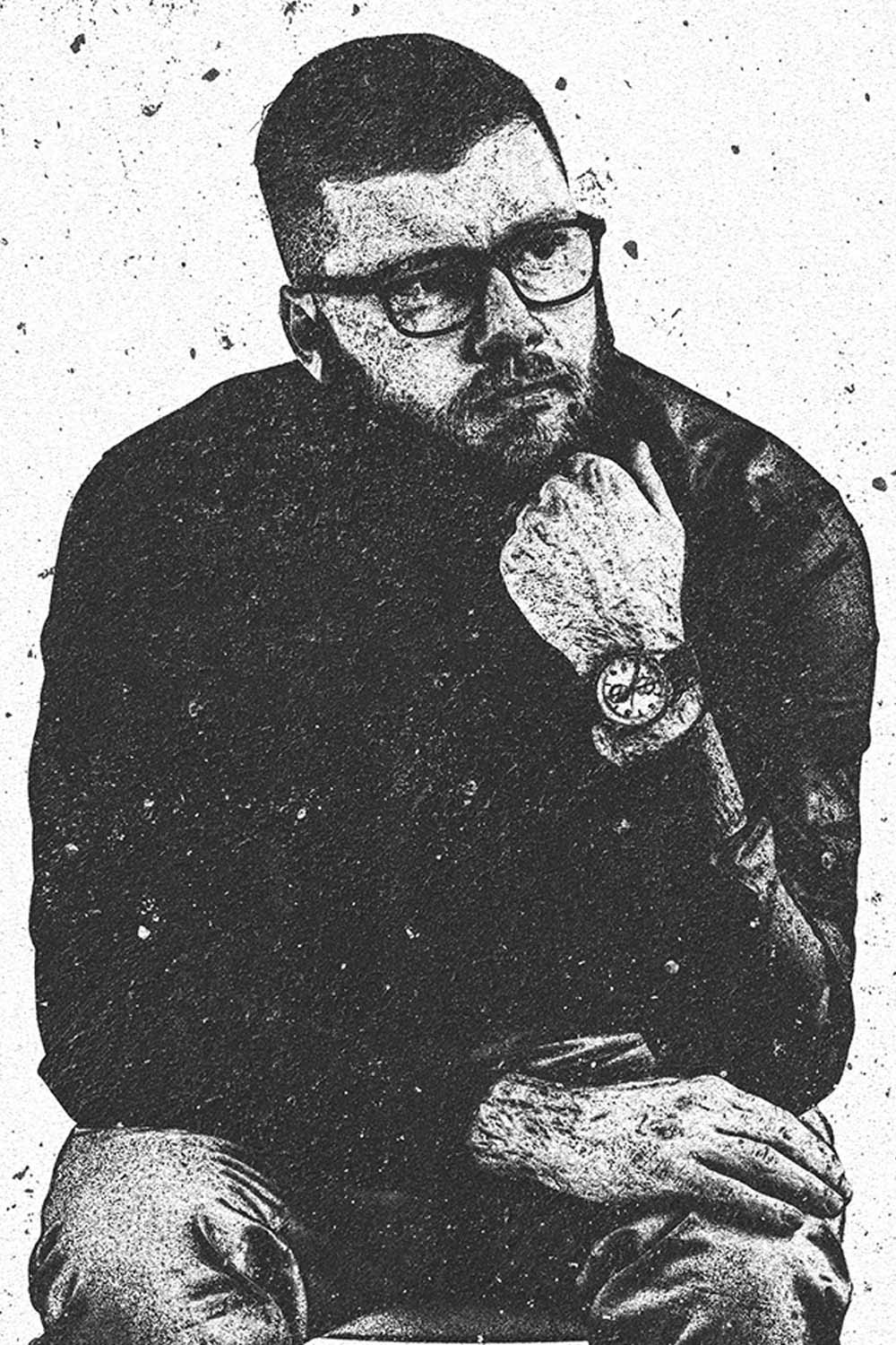 Grunge Ink Art Photoshop Action pinterest preview image.