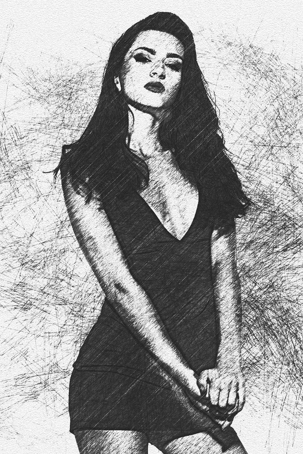 Canvas Hand Drawing Photoshop Action pinterest preview image.