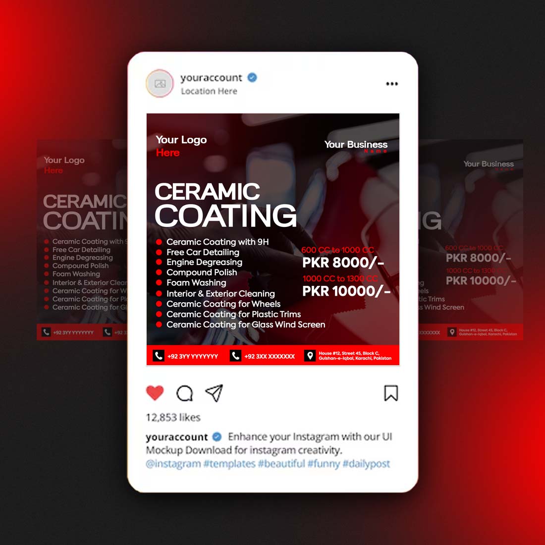 Ceramic Coating Service Poster Template – PSD Editable Design preview image.