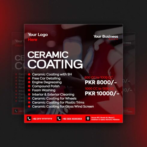 Ceramic Coating Service Poster Template – PSD Editable Design cover image.