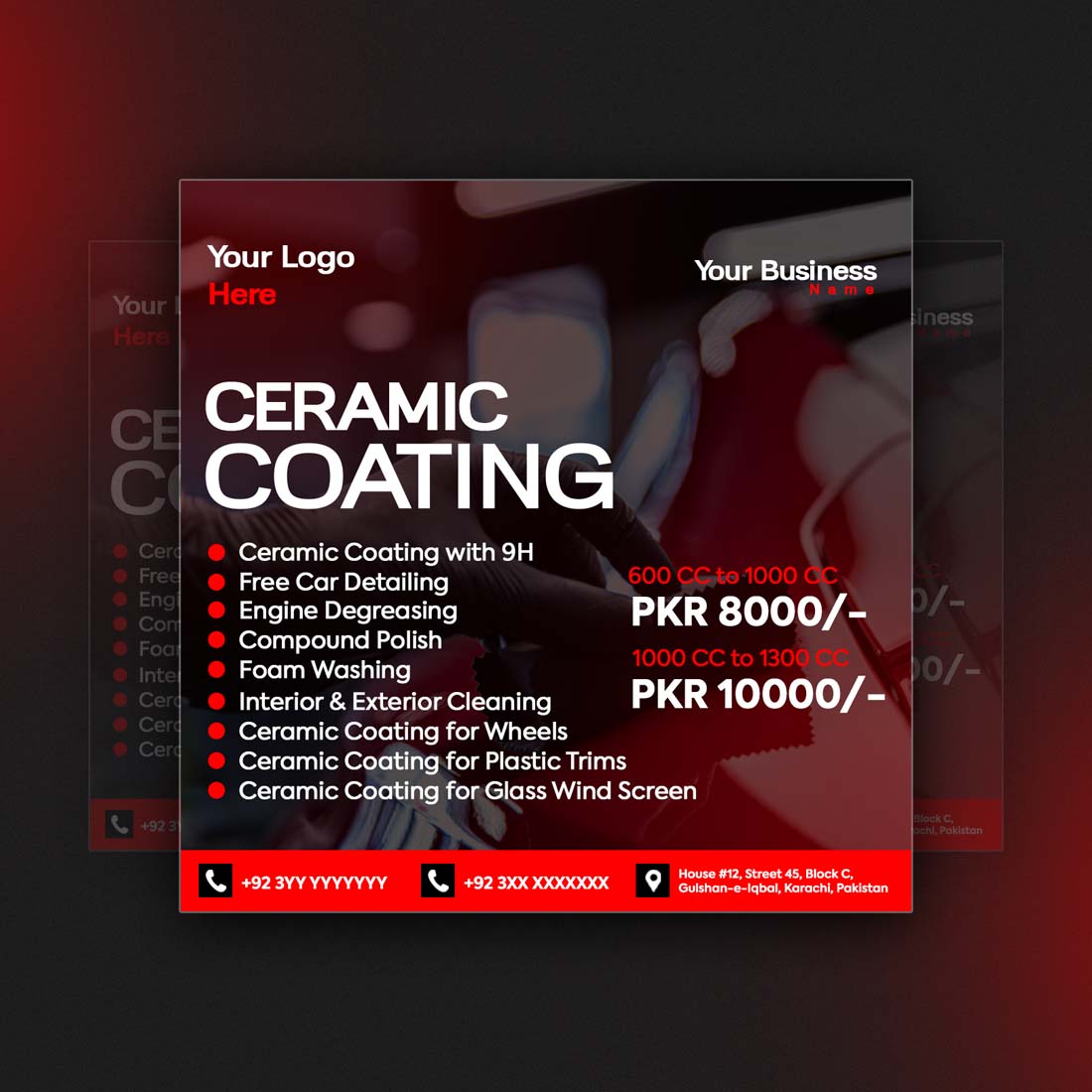 Ceramic Coating Service Poster Template – PSD Editable Design cover image.