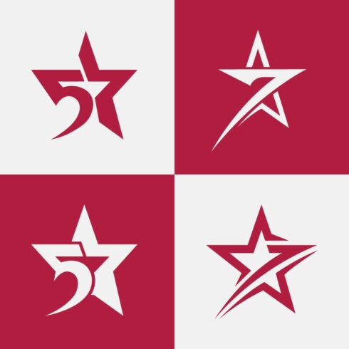 5Star and 7Star Logo Set Modern Star Number Badge Design cover image.