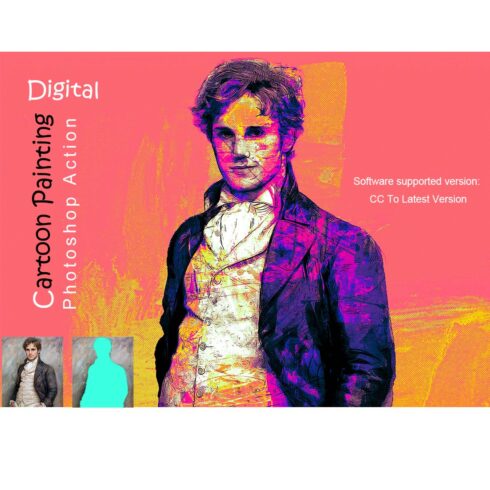 Digital Cartoon Painting Photoshop Action cover image.